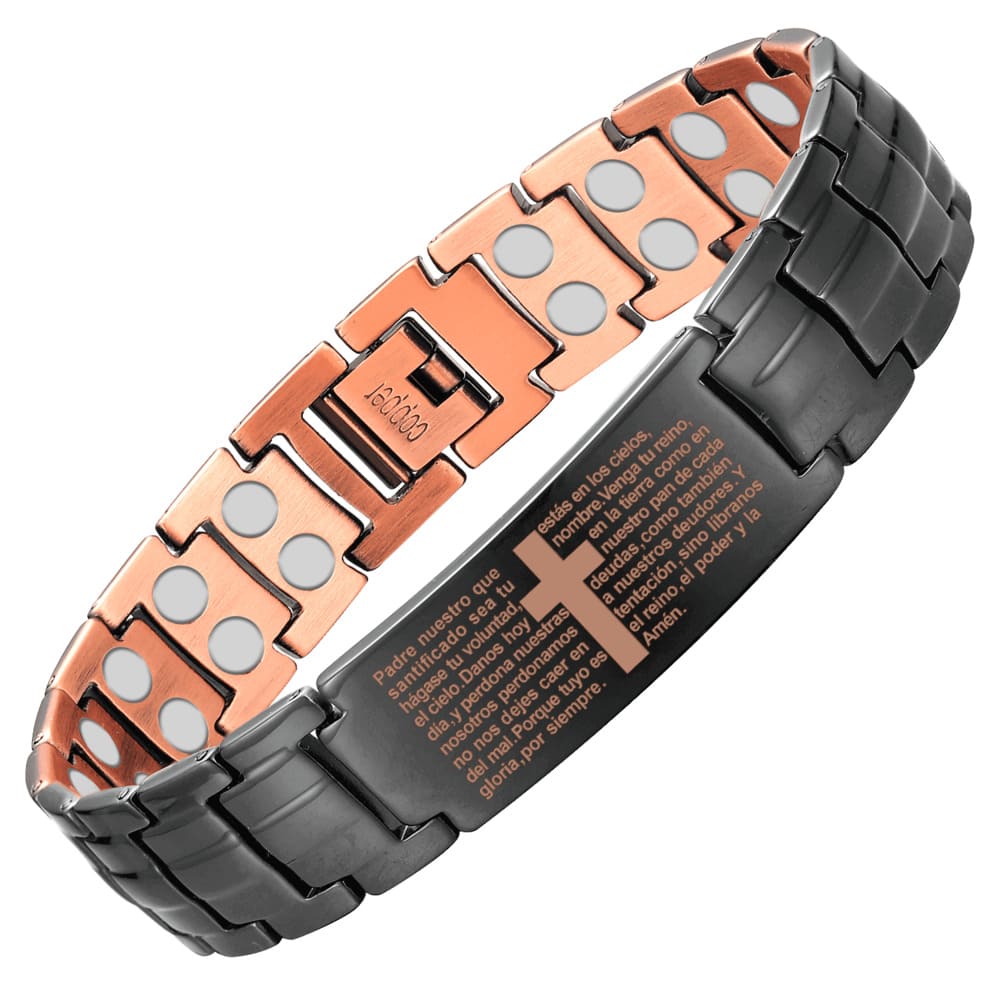 Pulsera con el "Padre Nuestro" grabado en cobre magnético