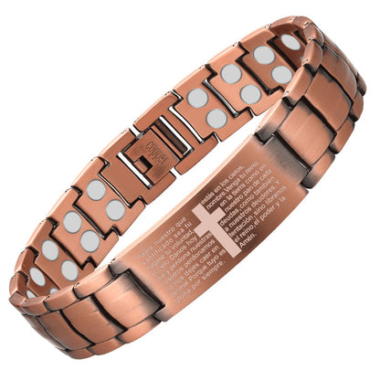 Pulsera con el "Padre Nuestro" grabado en cobre magnético