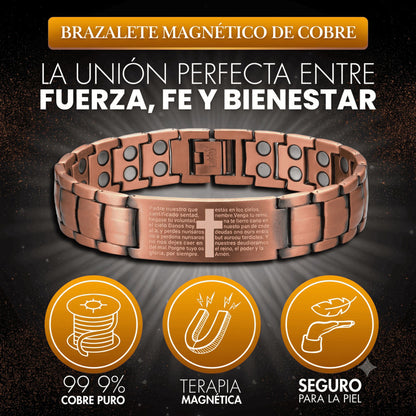 Pulsera con el "Padre Nuestro" grabado en cobre magnético