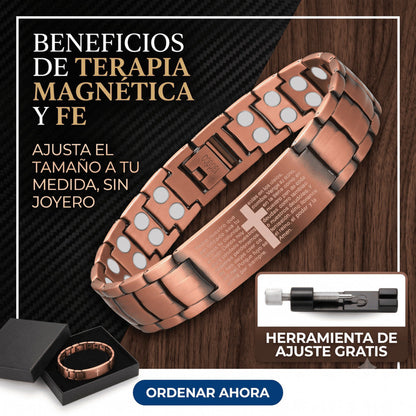 Pulsera con el "Padre Nuestro" grabado en cobre magnético